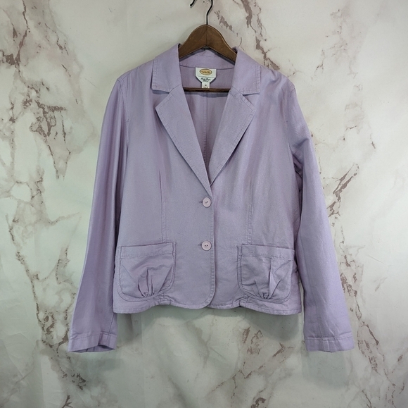 Talbots Jackets & Blazers - Talbots Blazer Women 16 XL Linen Cotton Lavender Purple 1 Button Jacket Vtg